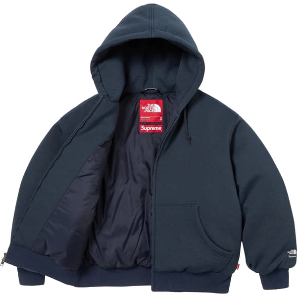 Supreme The North Face Down Zip Up Hooded Sweatshirt - Navy (front)