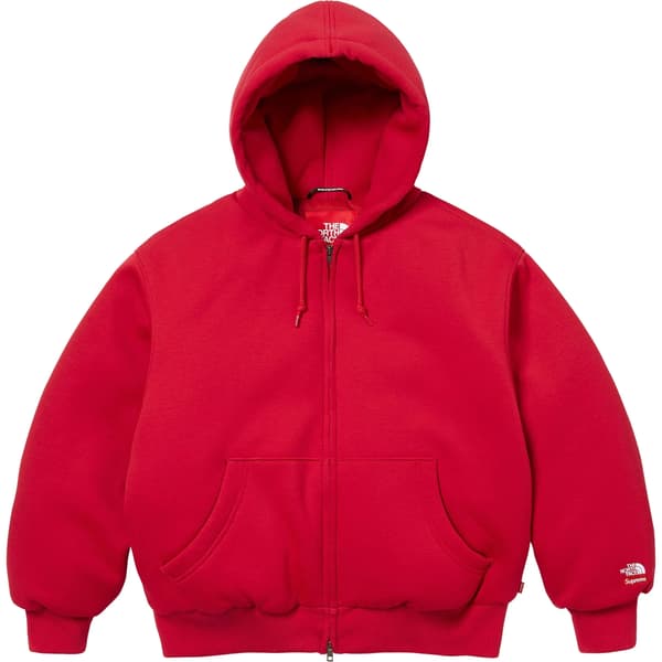 Supreme The North Face Down Zip Up Hooded Sweatshirt - Red (front)