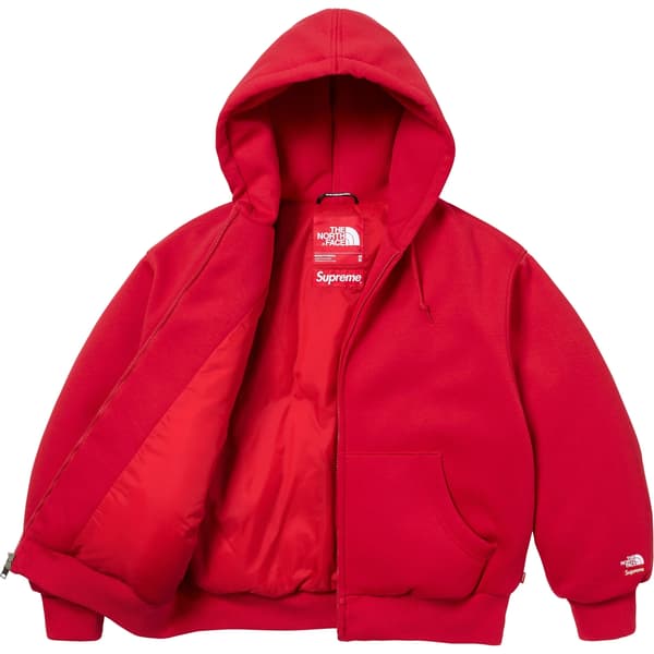 Supreme The North Face Down Zip Up Hooded Sweatshirt - Red (front)