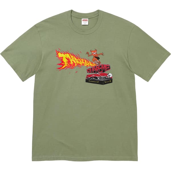 Supreme Thrasher Back Tail Tee - Light Olive (front)