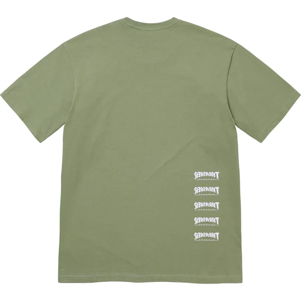 Supreme Thrasher Back Tail Tee - Light Olive (front)