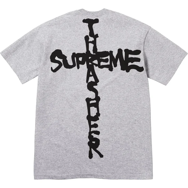 Supreme Thrasher Cross Tee - Heather Grey (front)