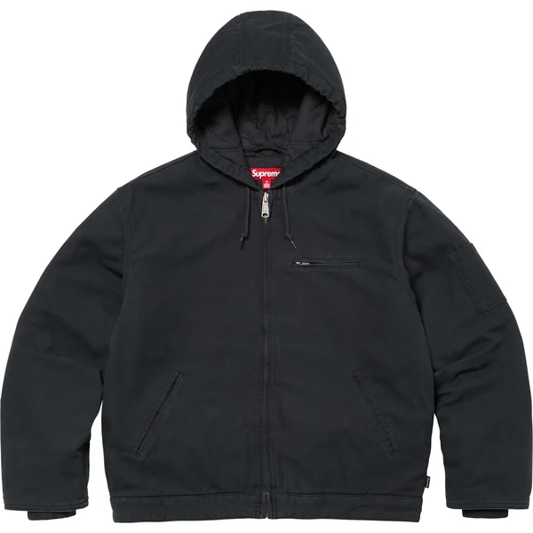 Supreme Thrasher Hooded Work Jacket - Black (front)