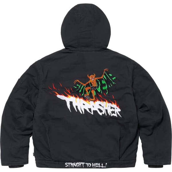Supreme Thrasher Hooded Work Jacket - Black (front)