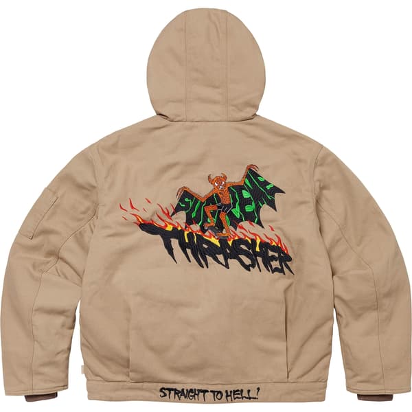 Supreme Thrasher Hooded Work Jacket - Tan (front)