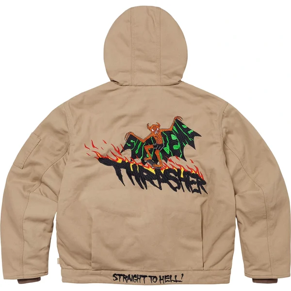 Supreme Thrasher Hooded Work Jacket - Tan (front)