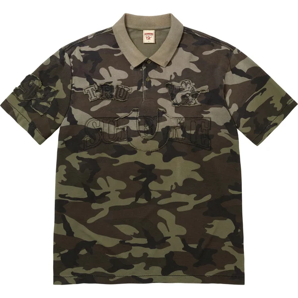 Supreme True Religion Appliqué Polo - Olive Camo (front)