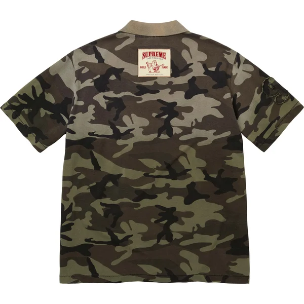 Supreme True Religion Appliqué Polo - Olive Camo (front)