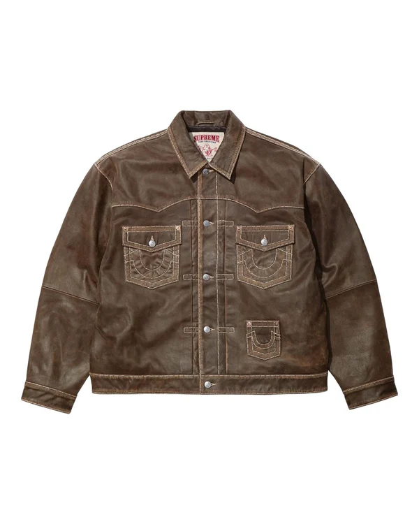 Supreme True Religion Leather Trucker Jacket - Product Image