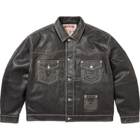 Supreme True Religion Leather Trucker Jacket Black
