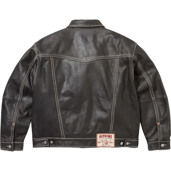 Supreme True Religion Leather Trucker Jacket - Black (front)