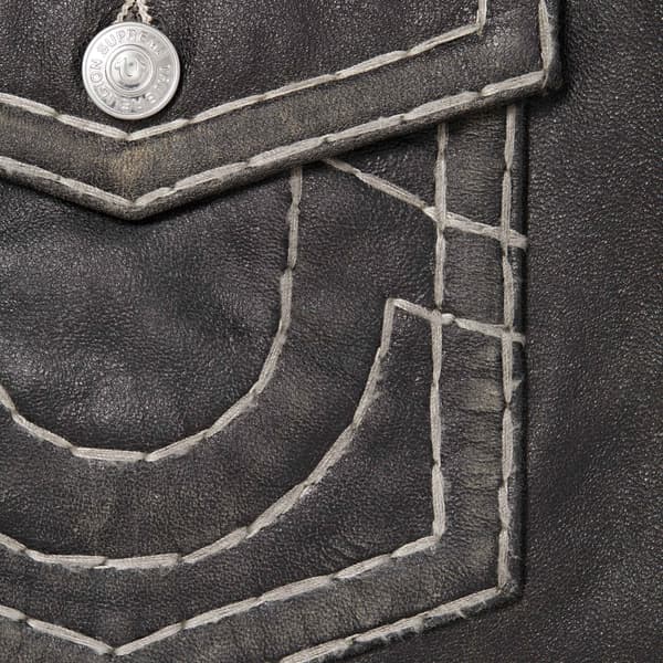 Supreme True Religion Leather Trucker Jacket - Black (front)