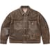Supreme True Religion Leather Trucker Jacket - Brown (front)