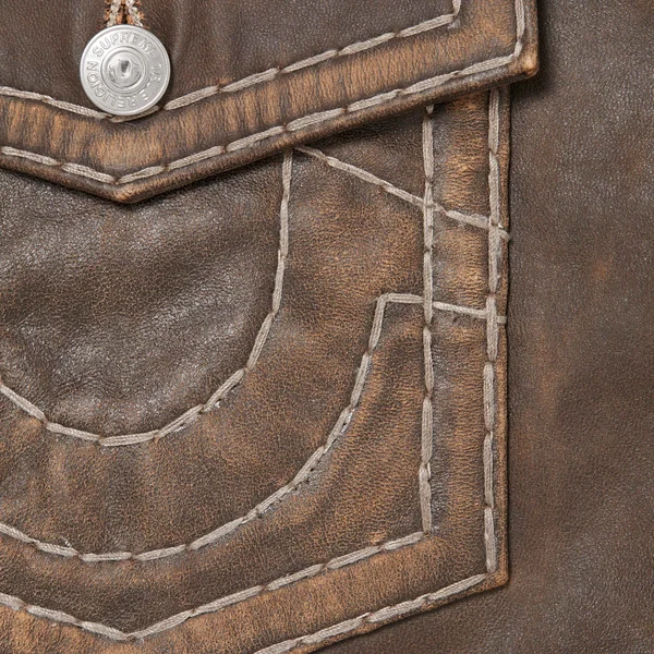 Supreme True Religion Leather Trucker Jacket - Brown (front)