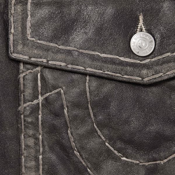 Supreme True Religion Loose Fit Leather Pant - Black (front)