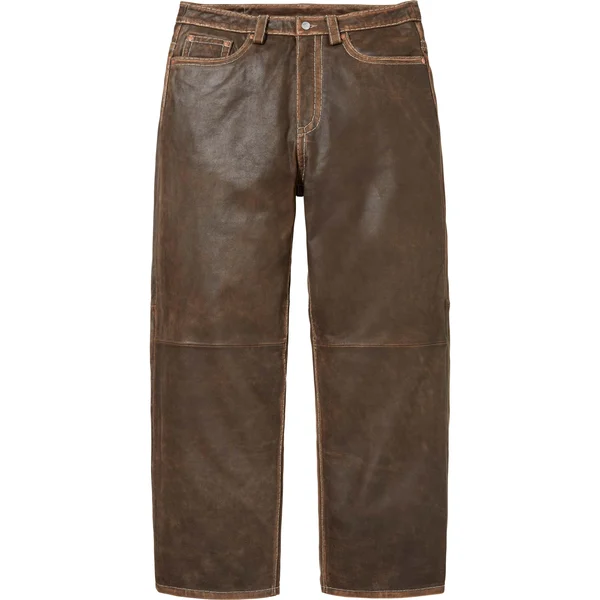 Supreme True Religion Loose Fit Leather Pant - Brown (front)