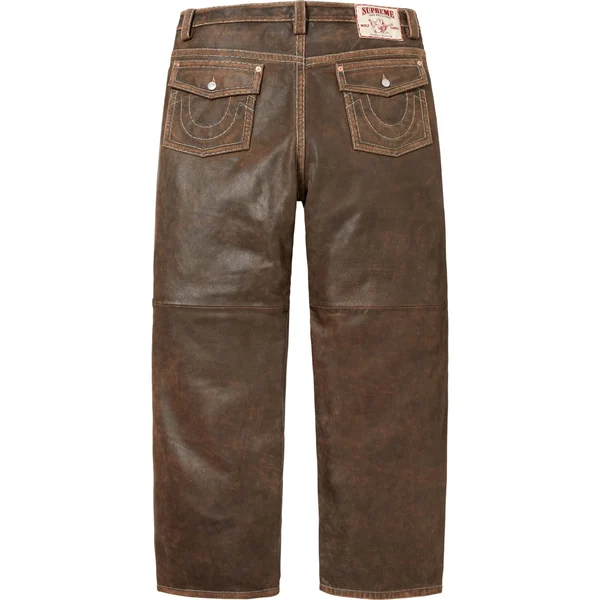Supreme True Religion Loose Fit Leather Pant - Brown (front)