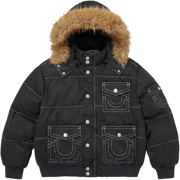 Supreme True Religion Puffer Jacket - Black (front)