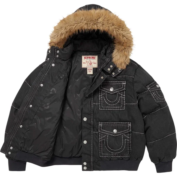 Supreme True Religion Puffer Jacket - Black (front)