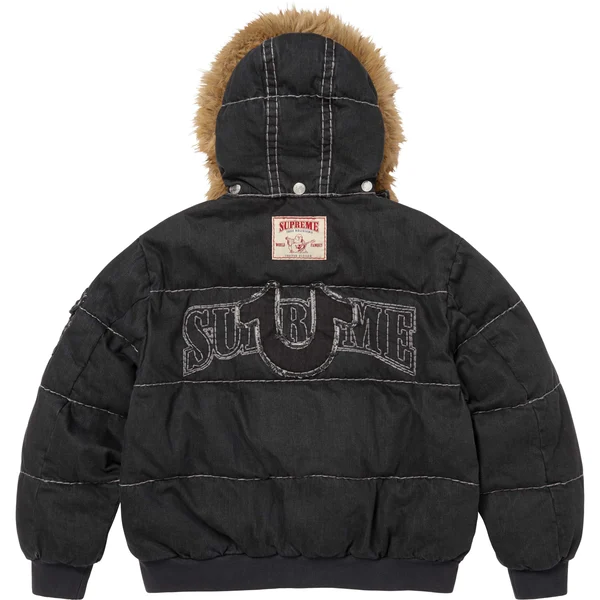Supreme True Religion Puffer Jacket - Black (front)