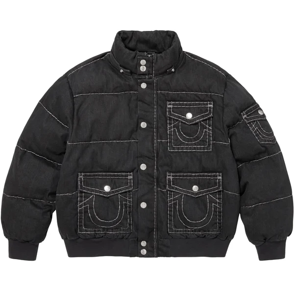Supreme True Religion Puffer Jacket - Black (front)