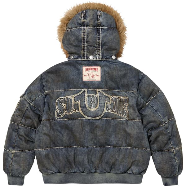 Supreme True Religion Puffer Jacket - Dirty Indigo (front)