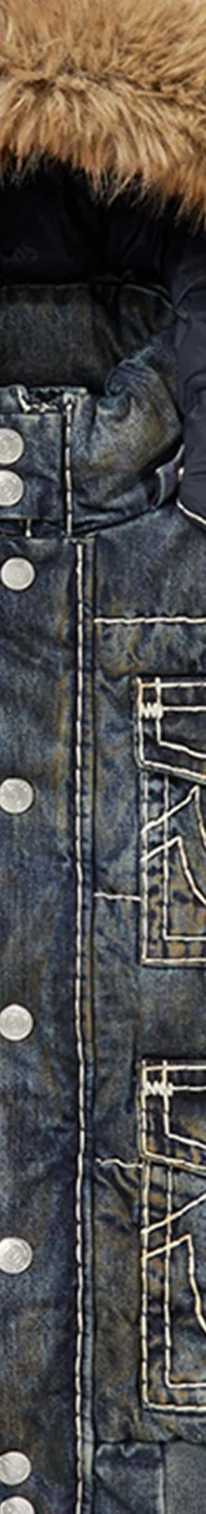 Supreme True Religion Puffer Jacket - Dirty Indigo (front)