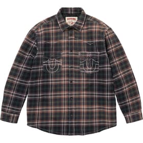 Supreme True Religion Quilted Lined Plaid Flannel Shirt Black