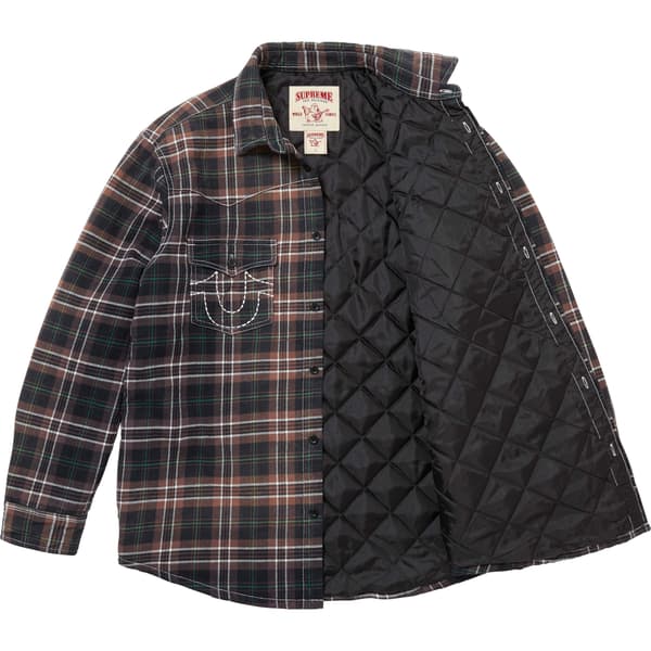Supreme True Religion Quilted Lined Plaid Flannel Shirt - Black (front)