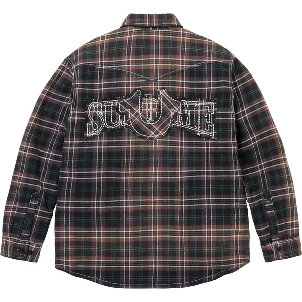 Supreme True Religion Quilted Lined Plaid Flannel Shirt - Black (front)