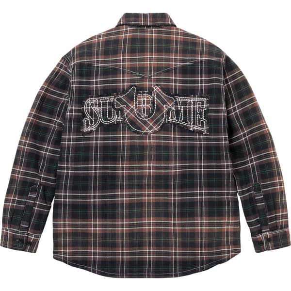 Supreme True Religion Quilted Lined Plaid Flannel Shirt - Black (front)