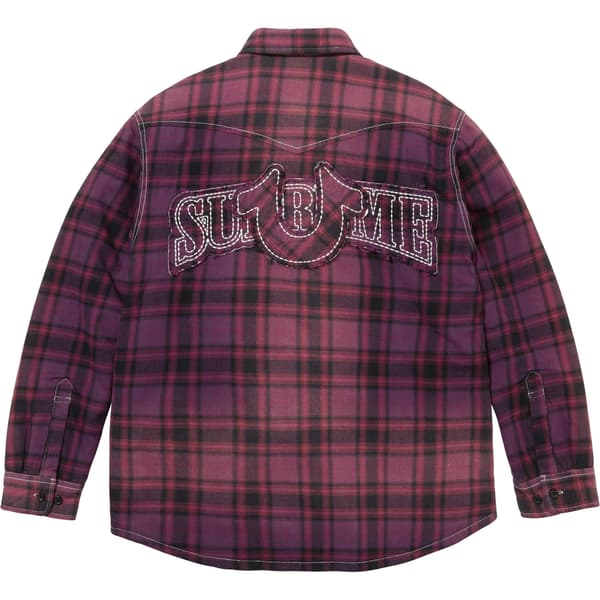Supreme True Religion Quilted Lined Plaid Flannel Shirt - Purple (front)