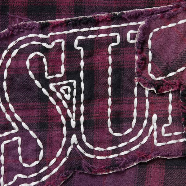 Supreme True Religion Quilted Lined Plaid Flannel Shirt - Purple (front)