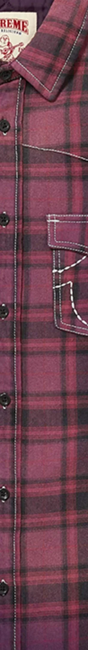 Supreme True Religion Quilted Lined Plaid Flannel Shirt - Purple (front)