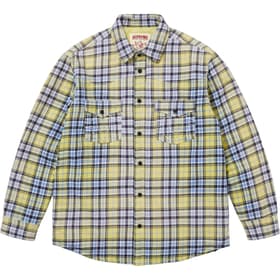 Supreme True Religion Quilted Lined Plaid Flannel Shirt Yellow