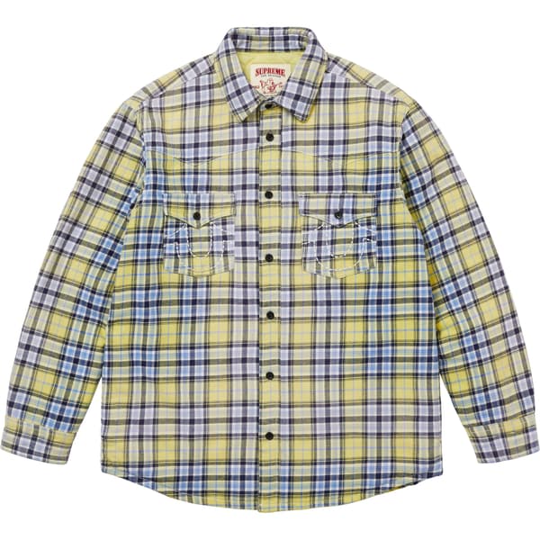 Supreme True Religion Quilted Lined Plaid Flannel Shirt - Yellow (front)