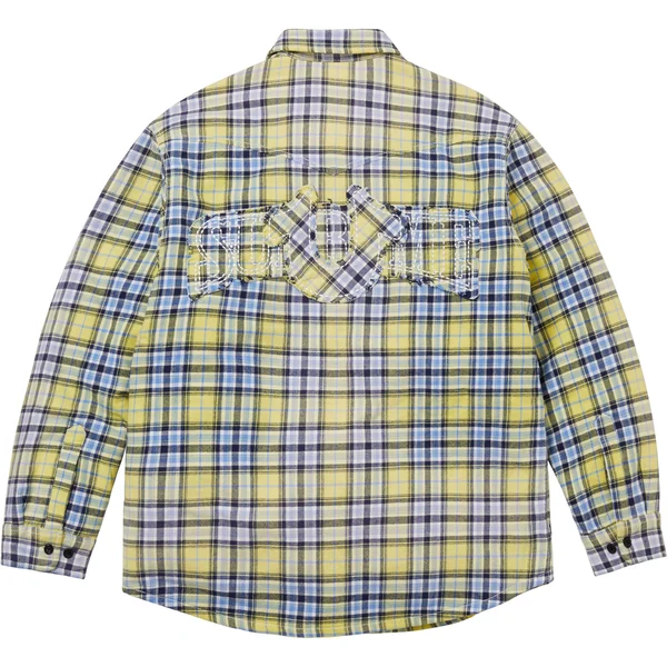 Supreme True Religion Quilted Lined Plaid Flannel Shirt - Yellow (front)