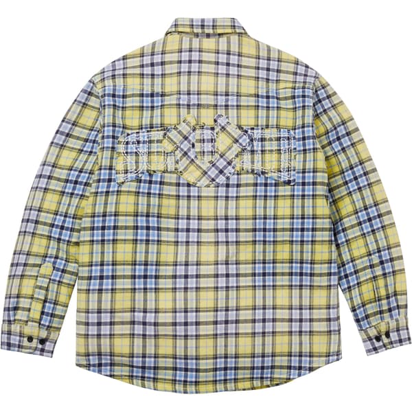 Supreme True Religion Quilted Lined Plaid Flannel Shirt - Yellow (front)