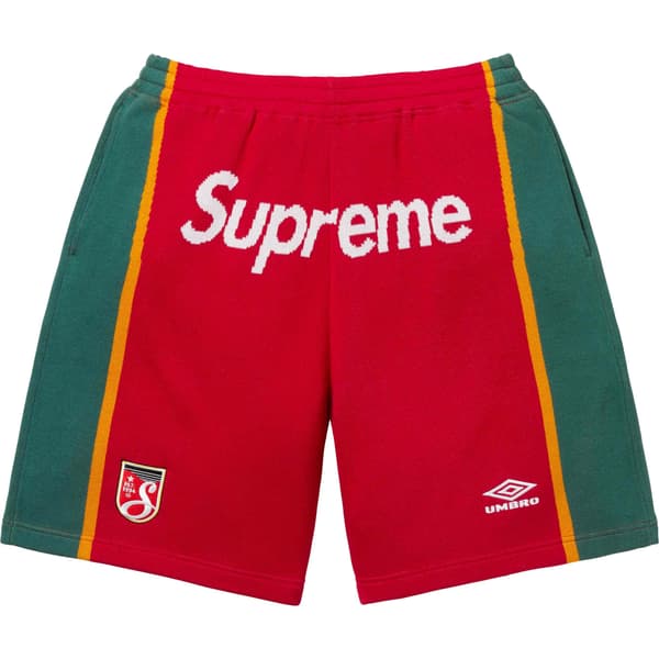 Supreme Umbro Knit Soccer Short - Red (front)