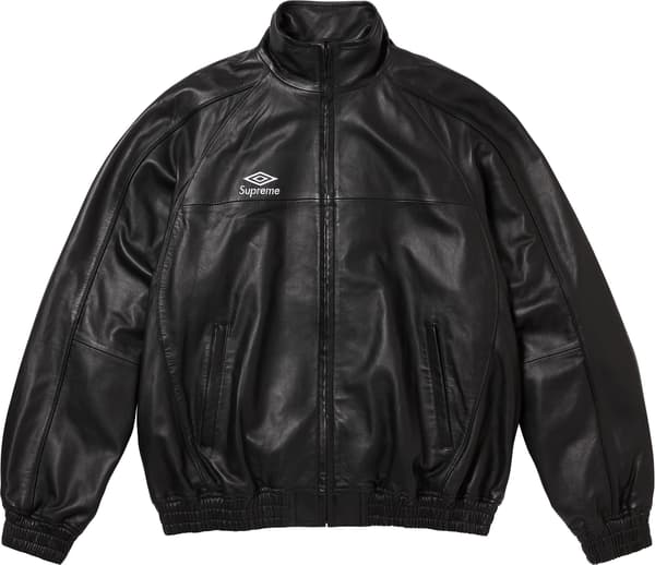 Supreme Umbro Leather Track Jacket - Black (front)