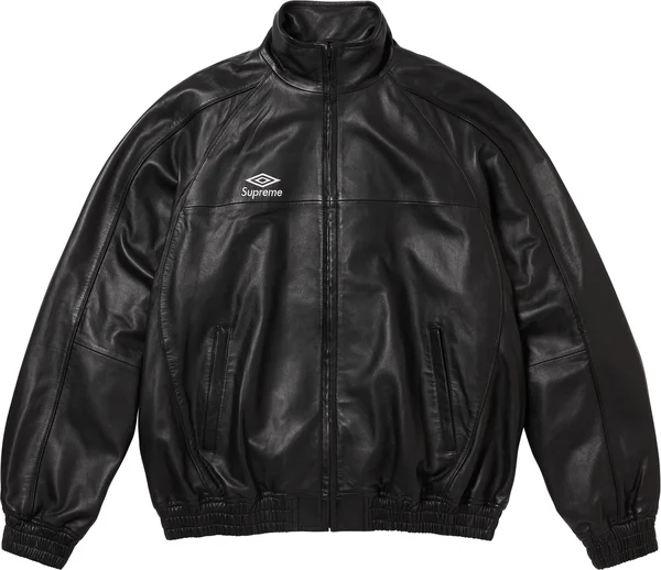 Supreme Umbro Leather Track Jacket - Black (front)