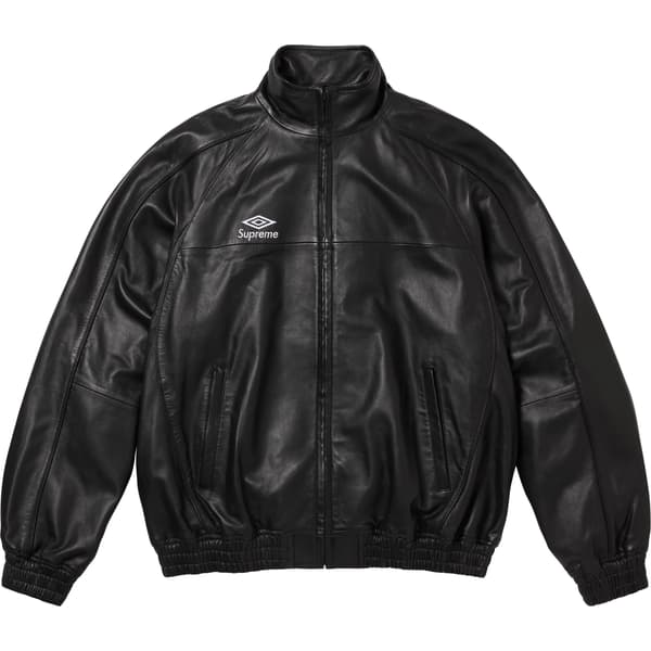 Supreme Umbro Leather Track Jacket - Black (front)