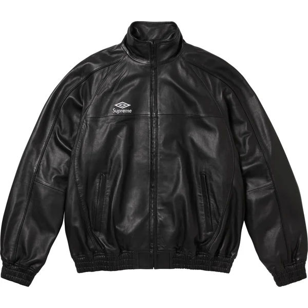 Supreme Umbro Leather Track Jacket - Black (front)