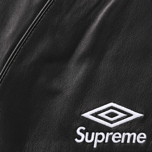 Supreme Umbro Leather Track Jacket - Black (front)