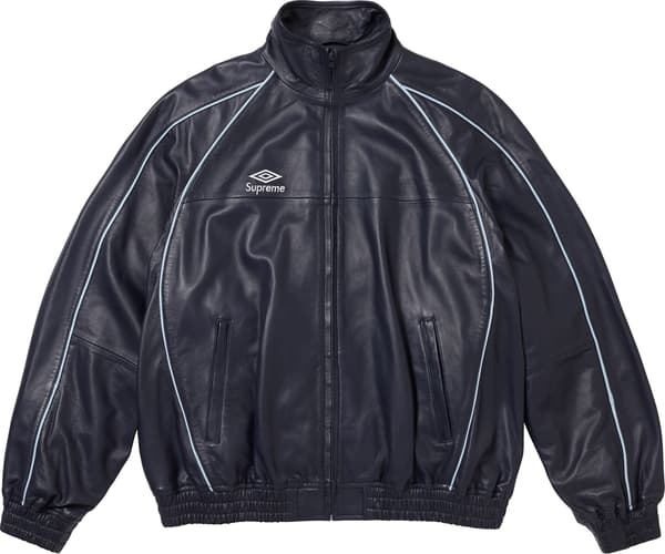 Supreme Umbro Leather Track Jacket - Navy (front)
