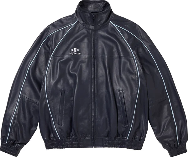 Supreme Umbro Leather Track Jacket - Navy (front)
