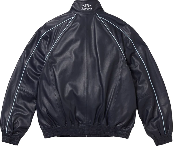 Supreme Umbro Leather Track Jacket - Navy (front)