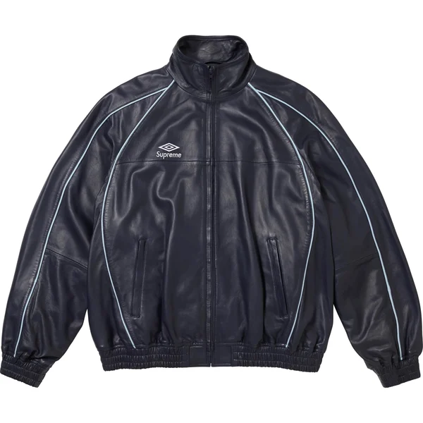 Supreme Umbro Leather Track Jacket - Navy (front)