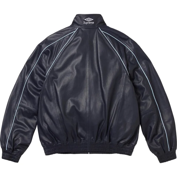 Supreme Umbro Leather Track Jacket - Navy (front)