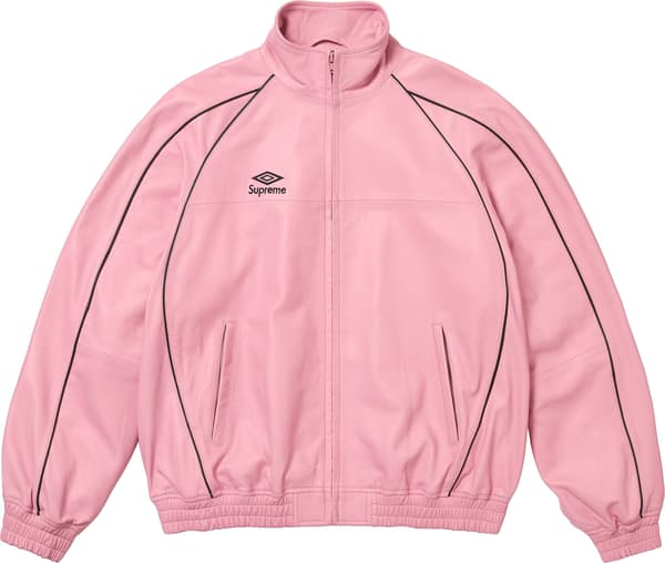 Supreme Umbro Leather Track Jacket - Pink (front)